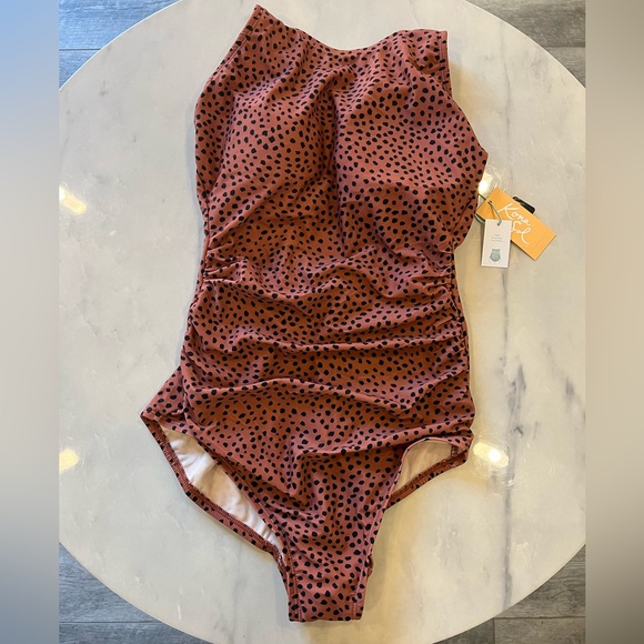 Kona Sol Other - COPY - KONA SOL Women’s Spotted High-Neck Ruched One-Piece Swim Suit, Swim-Wear.